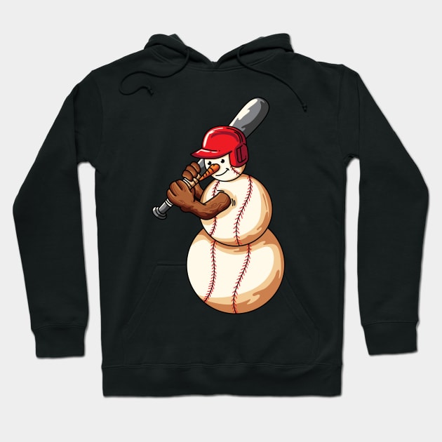 Christmas Baseball Snowman Baseball Lover Hoodie by ghsp